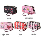 Women Handbag Love Heart Makeup Pouch Leather Cosmetic Bag