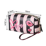 Women Handbag Love Heart Makeup Pouch Leather Cosmetic Bag