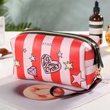Women Handbag Love Heart Makeup Pouch Leather Cosmetic Bag