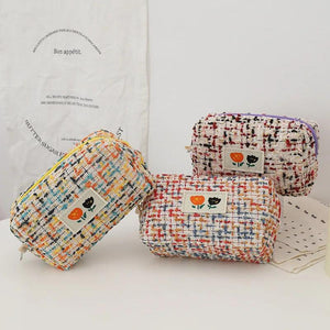 Colorful Knitted Cosmetic Pouch Portable Make Up Travel Toilt Bag