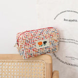 Colorful Knitted Cosmetic Pouch Portable Make Up Travel Toilt Bag