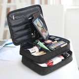 Diamond-Pattern Makeup Bag 2 Layers Travel Cosmetic Box