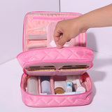 Diamond-Pattern Makeup Bag 2 Layers Travel Cosmetic Box