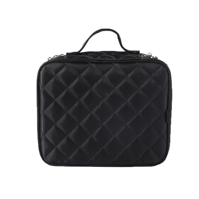 Diamond-Pattern Makeup Bag 2 Layers Travel Cosmetic Box