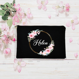 Floral Wreath Cosmetic Bag Bridemaid Makeup Travel Toiletry Organizer