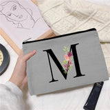 Floral Print Cosmetic Organizer Travel Bag Grey