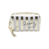 Large Capacity Stripes Cosmetic Bag Women PVC/nylon Makeup Bag