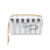 Large Capacity Stripes Cosmetic Bag Women PVC/nylon Makeup Bag