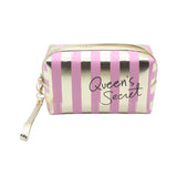 Large Capacity Stripes Cosmetic Bag Women PVC/nylon Makeup Bag