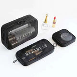 Portable Grid Cosmetic Bag Travel Wash Bag