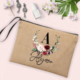 Personalized Name Makeup Bag Women Neceser Linen Pouch