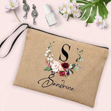 Personalized Name Makeup Bag Women Neceser Linen Pouch