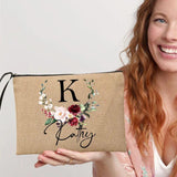 Personalized Name Makeup Bag Women Neceser Linen Pouch