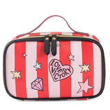 Stripe Love Printing Storage Bag PU Portable Cosmetic Bag Large Capacity