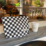 Corduroy Checkerboard Handbag Portable Toiletries Storage Bag