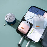 Cylinder Drawstring Cosmetic Bag Large Capacity Circular Storage Bag