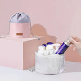 Cylinder Drawstring Cosmetic Bag Large Capacity Circular Storage Bag