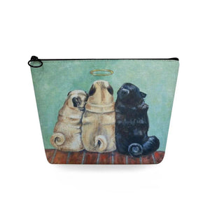 Pug Dog Print Makeup Bag Organizer Toiletry High Pencil Case
