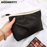 Japanese Style Pleated PU Cosmetic Bag Personalized Portable Toiletries Bag