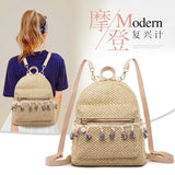 Straw Women Backpack Weave Tassel Summer Beach Female Shoulder Bag