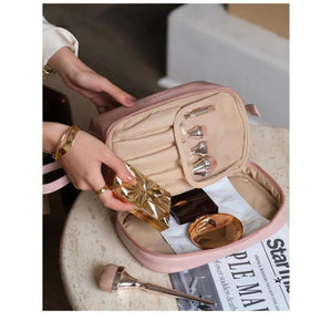 Large-capacity Women Travel Cosmetic Bag PU Leather Make Up Pouch