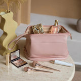 Large-capacity Women Travel Cosmetic Bag PU Leather Make Up Pouch