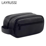 PU Leather Cosmetic Bag Men Travel Business Portable Toiletry Bag