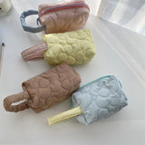 Small Makeup Pouch Flower Pressed Cotton Handbags Purses Lipstick Bag