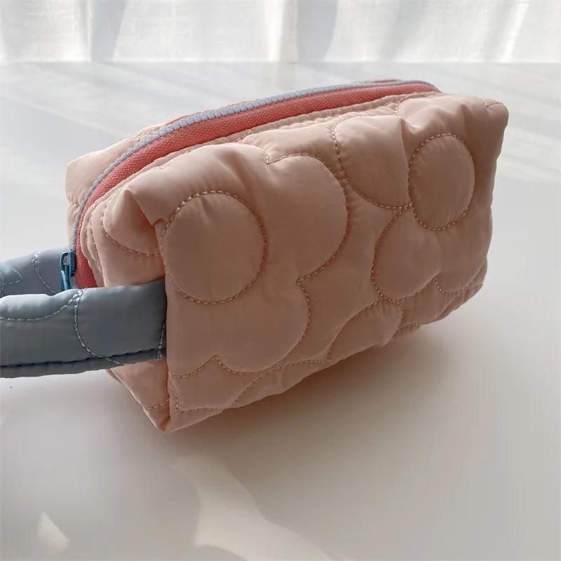 Small Makeup Pouch Flower Pressed Cotton Handbags Purses Lipstick Bag