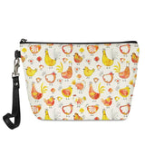 Chicken & Flower Print Makeup Bag - Travel Toiletries Organizer