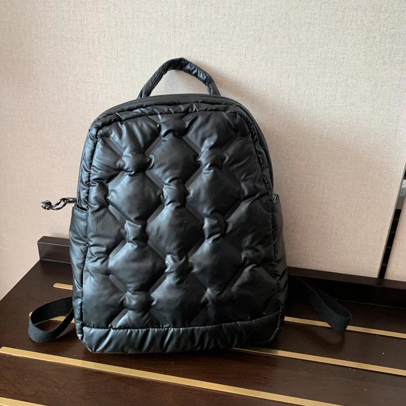 Large Capacity Women Feather Down Backpack Female Down Backpacks High School Bag