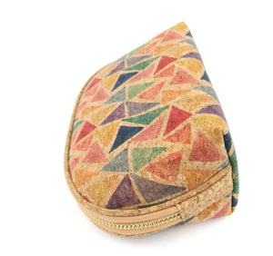 Geometric Pattern Cork Pouch Toiletry Bag for Lipstick Brushes Storage