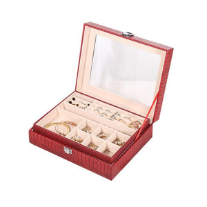 Double-layer PU Jewelry Box Cosmetic Organizer