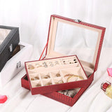 Double-layer PU Jewelry Box Cosmetic Organizer