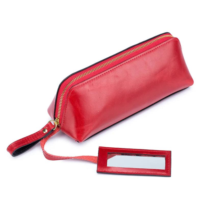Leather Cosmetic Bag Large Capacity Clutch