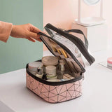 Large Capacity Cosmetic Bag Storage Box - Portable Layered Cosmetic Box