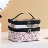 Large Capacity Cosmetic Bag Storage Box - Portable Layered Cosmetic Box