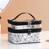 Large Capacity Cosmetic Bag Storage Box - Portable Layered Cosmetic Box