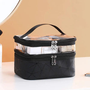 Large Capacity Cosmetic Bag Storage Box - Portable Layered Cosmetic Box