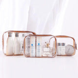3pcs Portable PVC Cosmetic Bag Transparent Travel Storage Bag