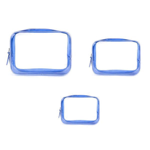 3pcs Portable PVC Cosmetic Bag Transparent Travel Storage Bag