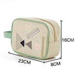 Linen Cosmetic Bag Portable Travel Organizer Makeup Toiletry Pouch