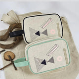 Linen Cosmetic Bag Portable Travel Organizer Makeup Toiletry Pouch