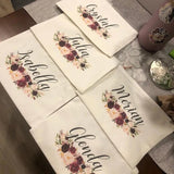 Burgundy Floral Makeup Bag Bridesmaid Wedding Pouch