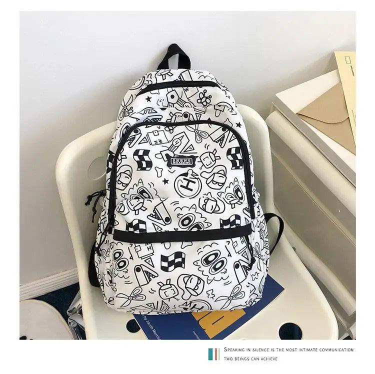 Cartoons Graffiti College School Bag Backpacks For Women Book Packbags
