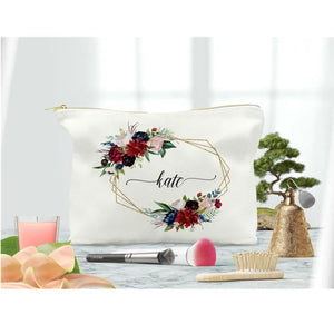 Floral Geometric Makeup Bag Bridal Shower Cosmetic Wash Bag
