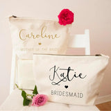 Heart Bridesmaid MakeUp Bag, Bride To Be Cosmetic Pouch, Wedding Proposal Gift