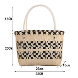 Hand Woven Shopping Basket Plaid Beach Tote Female
