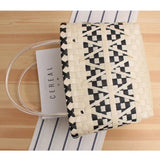 Hand Woven Shopping Basket Plaid Beach Tote Female