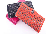 Skull Wallet and Purse Women's Long Leather Wallet Buckle Rivet Purse